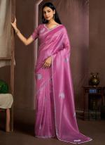 Crush Silk Pink Party Wear Hand Work Saree